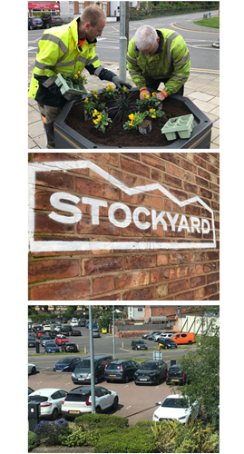 Theme three planting in the town centre, stockyard and car parking
