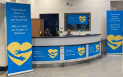 Welcome desk for Ukrainians