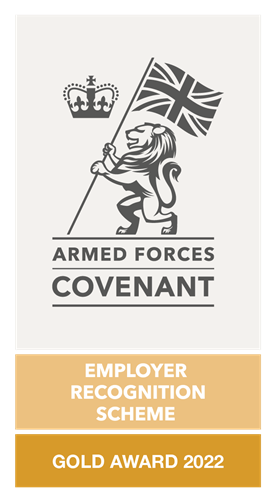 Armed Forces Covenant. Employer Recognition scheme. Gold award 2022.