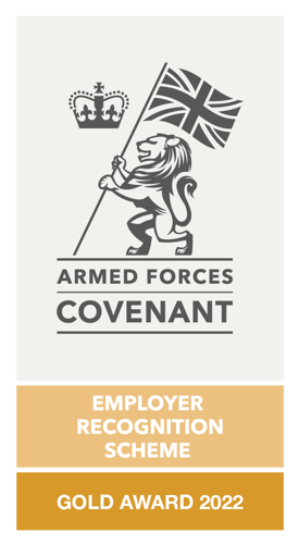 Armed Forces Covenant. Employer Recognition scheme. Gold award 2022.