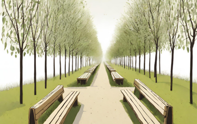 Illustration of a Woodland Area with walkway