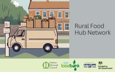 Rural Food Hub Network- van delivering bags of food to a village
