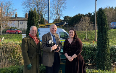 Alicia Kearns, Rupert Matthews and Cllr Malise Graham with new CCTV camera